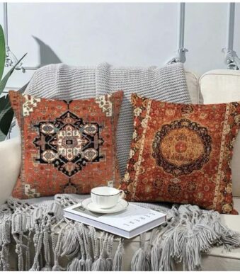4 Pièces Housse de coussin lombaire à motif géométrique sans bourre 45 x 45 cm 4
