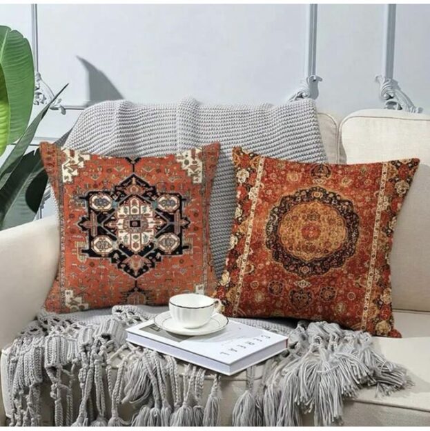 4 Pièces Housse de coussin lombaire à motif géométrique sans bourre 45 x 45 cm 4