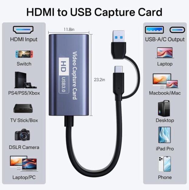 4K Carte de capture vidéo 60Hz HDMI vers USB:USB-C compatible HDMI Video Grabber Box 2