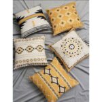 5 Pièces Housse de coussin à motif feuille et marbre sans bourre 45 x 45 cm