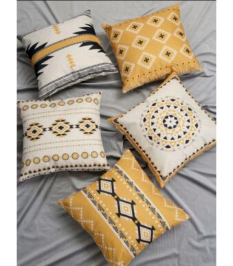 5 Pièces Housse de coussin à motif feuille et marbre sans bourre 45 x 45 cm
