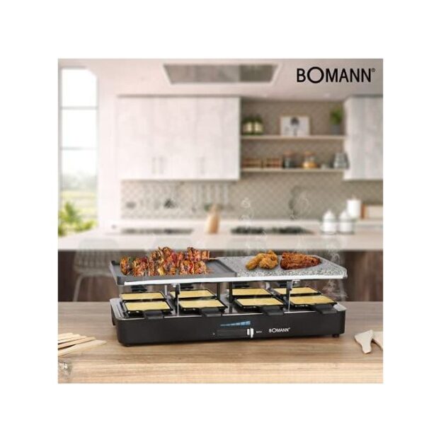 Bomann Appareil raclette grill - XXXL - 8 personnes - 1400w - plaque pierre - Allemand 2