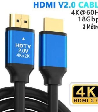 Câble HDMI haute vitesse 4K * 2K 2.0, 3D 1080P HD 3M