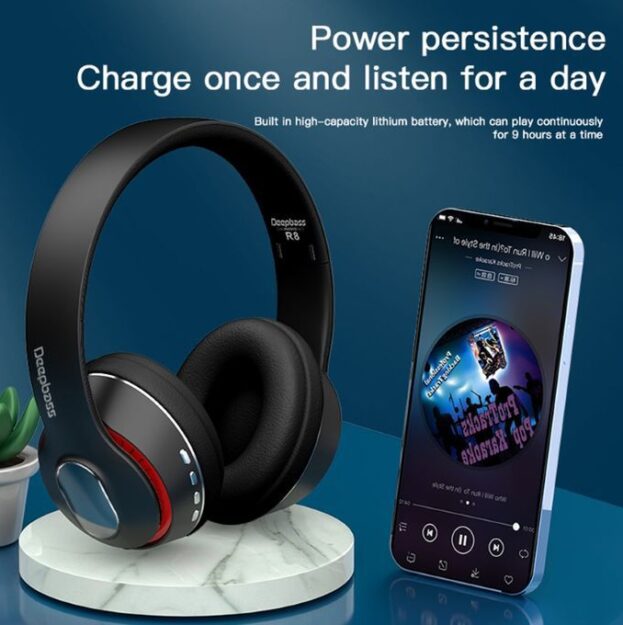 Deep Bass R8 Casque pliables Sans Fil Bluetooth Hifi, Stéréo, Mains Libres et Aux, suppression du bruit
