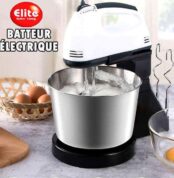 Elite Batteur Électrique sur Socle Batteur avec Bol en Acier 2 Batteurs et 2 Crochets
