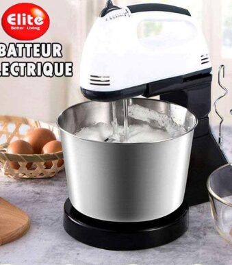 Elite Batteur Électrique sur Socle Batteur avec Bol en Acier 2 Batteurs et 2 Crochets