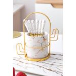 Ensemble de cuillères en céramique, 6 pièces avec support élégant