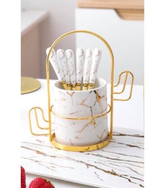 Ensemble de cuillères en céramique, 6 pièces avec support élégant