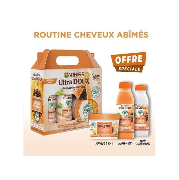 Garnier Ultra Doux Hair Food Pack routine à la papaye réparatrice -Masque + Shampoing + Après-Shampoing