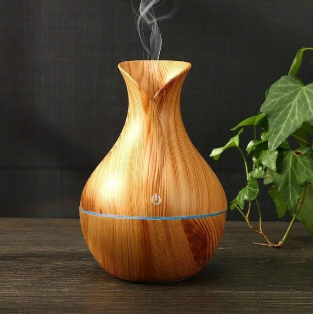 Humidificateur Diffuseur d'arome Parfum Beige, Huile essentielle, USB, Désodorisant, Lumière LED