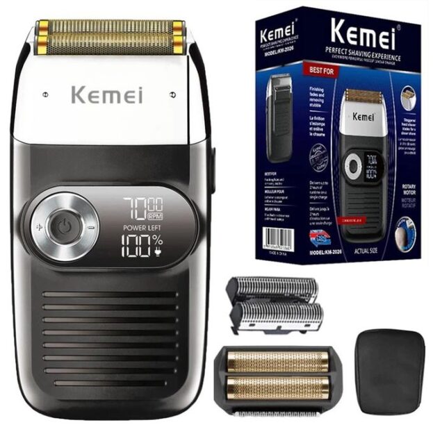 Kemei Rasoir électrique des hommes,coupe-barbe rechargeable d'annonces de rasage KM-2026