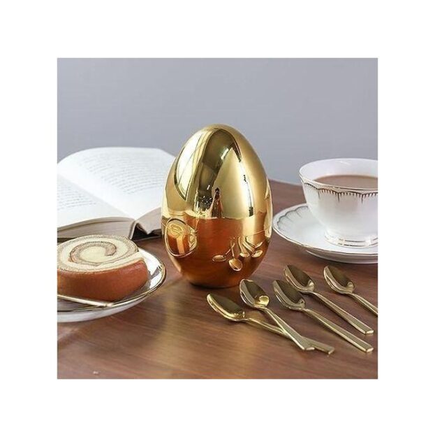 Lot de 6 Petites cuillères avec support en forme d’œuf 2