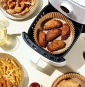 Pack 100 Pieces Papier Cuisson Pour Air Fryer Prédécoupé en Forme Rond 20*4.5 cm 2