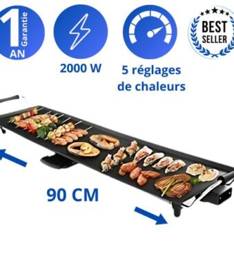 Robolux Planche De Cuisson 90cm Antiadhésif Électrique 2000w