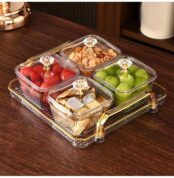 Set de 4 bols avec plateau, parfait pour servir huile, beurre, amlou et miel