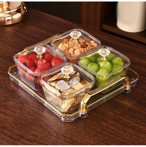 Set de 4 bols avec plateau, parfait pour servir huile, beurre, amlou et miel