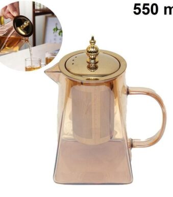 Théière en verre moderne 550 ml filtre avec passoire résistant à la chaleur 4