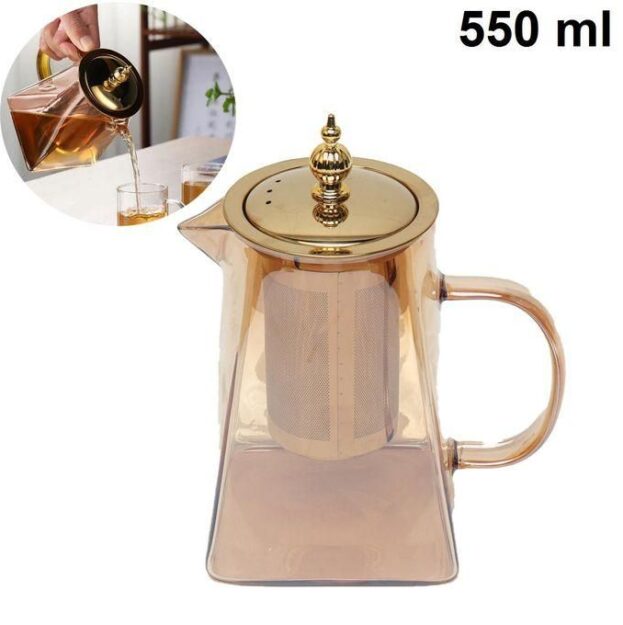 Théière en verre moderne 550 ml filtre avec passoire résistant à la chaleur 4